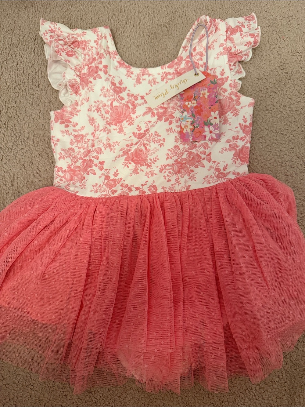 cheeky plum Pink Floral Tulle Party Dress